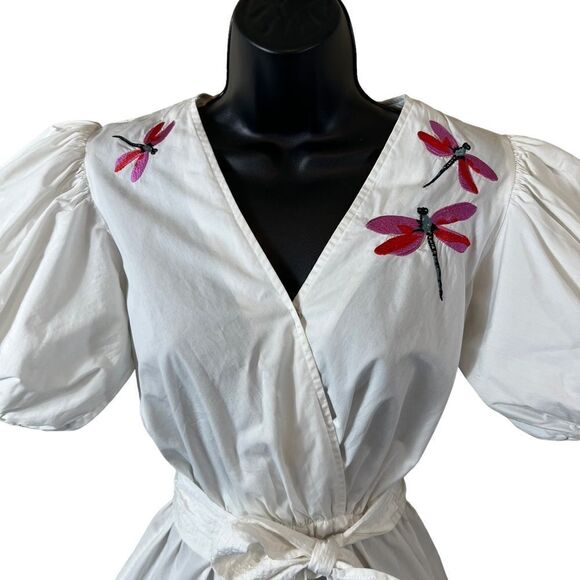 Trina Turk Embroidered Dragonfly Balloon Sleeve Fiona Blouse - Picture 3 of 14